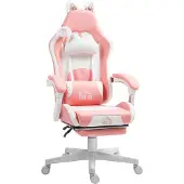 HOMCOM Gaming Stuhl Ergonomischer Gamer Stuhl mit Lendenwirbelstütze, Fußstütze