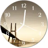 Tulup Glasuhr Wanduhr Küchenuhr Echt-Glas 30fi cm Brücke sepia