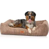 Knuffelwuff Hundebett aus Cord mit Handwebcharakter Olivia XXL 120 x 85cm Braun