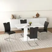 HTI Schwingstuhl Jean 4er Set Kunstleder Kufengestell mit hoher Rückenlehne 44x89x53 cm