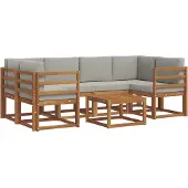 vidaXL Outdoor-Sofagarnitur 7 stk. Natürlich und Hellgrau