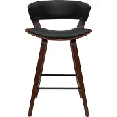 Miliboo - Design-Barhocker schwarz und dunkles Holz H 65 cm SYRAH