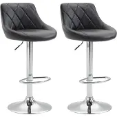 TPFLiving 2er Set Barhocker Lazius Gestell Metall in Chromoptik Kunstleder Schwarz