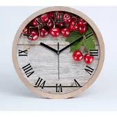 Tulup Holzuhr 25fi cm wanduhr - schwarze Spitzen - Kirschholz