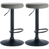 CLP 2er Set Barhocker Ponte Samt höhenverstellbar und drehbar grau Material Gestell Metall matt schwarz