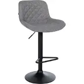 CLP Barhocker höhenverstellbar, Barstuhl Kasson drehbar mit Rückenlehne, modern dunkelgrau Material Stoff