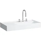 Laufen Kartell Waschtisch, unterbaufähig, Ablage links, 1 Hahnloch, ohne Überlauf, 900x460mm, H8103394001111, Farbe: Weiß mit LCC