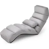 Coast Bodenstuhl 5-Fach einstellbar, Bodensessel Klappbar, Klappliege mit Rückenlehne, Bodenliege Faltbar, Klappstühle für Gaming & Schlafen & Entspannen & Lesen, Polsterstuhl Faules Sofa (Grau)