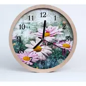 Tulup Holzuhr 30fi cm wanduhr - Blumen