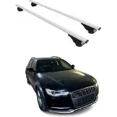 Omtec Dachträger Querträger für Audi A6 C7 Allroad 2012-2018 Metall Silber 2x