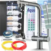 ARI Venom 2 3-Wege Küchenarmatur Graphit Ausziehbar 360° mit 5-Stufen Wasserfiltersystem Untertisch Trinkwasserfilter Küche