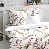 TRAUMSCHLAF Biber Bettwäsche Guildford lila 160x210 cm + 65x100 cm