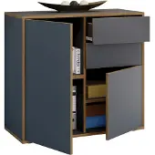 VCM Holz Kommode | Sideboard mit Drehtüren und Schubladen | Büromöbel | H. 74 x B. 80 x T. 33cm - Salia
