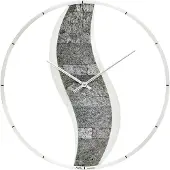 AMS W9646 Wanduhr mit silberlackiertem Holzgehäuse und Steinauflage