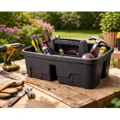 Mojawo Werkzeugkiste Anglerkiste Aufbewahrungsbox Henkel 30x39xH17cm Schwarz