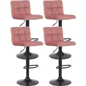 CLP 4er Set Barhocker Feni Samt höhenverstellbar und drehbar pink
