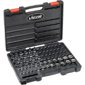 Vigor T+ Steckschlüsseleinsatz Satz V7920 1/4 Zoll (6,3 mm) Vierkant hohl, 3/8 Zoll (10 mm) Vierkant hohl, 1/2 Zoll (12,5 mm) Vierkant hohl