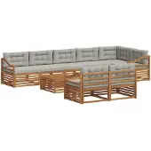 vidaXL Outdoor-Sofagarnitur 9 stk. Natürlich und Hellgrau