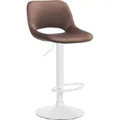 CLP Barhocker Camden Samt drehbar und höhenverstellbar braun Material Gestell Metall matt weiss