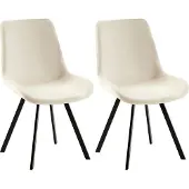 CLP 2er Set Esszimmerstuhl Lewes Samtbezug 360 Grad drehbar und gepolstert creme