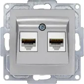Gunsan Visage Datenbuchse 2-fach CAT5e Internet Netzwerk Unterputz Silber