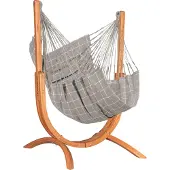 LA SIESTA Hängesessel Udine Outdoor Almond - wetterresistent mit Eucalyptus-Gestell