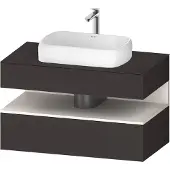 Duravit Collection One Konsolenwaschtischunterbau, 1 Auszug, 1 Schubkasten, Ausschnitt mittig, 1000x550x600mm, Nische Weiß Supermatt, QA4731084800010, Farbe: Graphit Supermatt/mit Nischenbeleuchtung