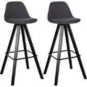 CLP 2er Set Barhocker modern Corbin Square | Farbe dunkelgrau Gestell Farbe schwarz