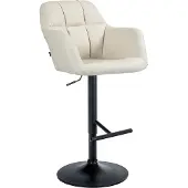 CLP Barhocker Natoma Kunstleder Metall Matt Schwarz/Creme