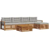 vidaXL Outdoor-Sofagarnitur 6 stk. Natürlich und Hellgrau