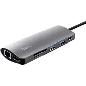 Trust USB-Hub – USB-Splitter – USB-Verteiler – USB-Anschlusserweiterung – Grau