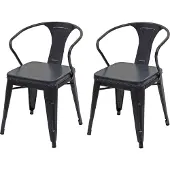 Mendler 2er-Set Esszimmerstuhl HWC-H10d, Stuhl Küchenstuhl Chesterfield Metall Kunstleder Industrial Gastron