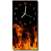 Tulup Glasuhr Wanduhr Küchenuhr Echt-Glas 30x60 Feuer Mehrfarbig