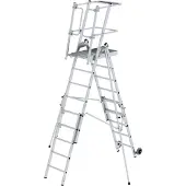 MUNK Günzburger Steigtechnik MUNK Plattformleiter FlexxStep 6 Sprossen mit Teleskopaufsatz plus 3 Sprossen