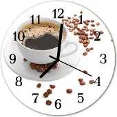 Tulup Glasuhr Wanduhr Küchenuhr Echt-Glas 30fi cm Kaffee weiß