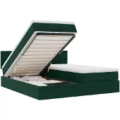 vidaXL Ottoman-Bett mit Matratzen & LEDs Dunkelgrün 200x200 cm Samt