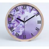 Tulup Holzuhr 20fi cm wanduhr - schwarze Spitzen - lila Blüten