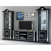 AEA Wohnwand Wohnzimmer Set Vitrine Kommode Wandregal Vitrinen Wohnwände 3 tlg. Set