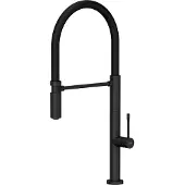 Quadron MARGOT T LINE SteelQ Küchenarmatur Edelstahl mit Schwenkbarem Auslauf, QFix-Funktion, Schwarz, Pure Carbon, Höhe: 53 cm, Wasserhahn für Küche