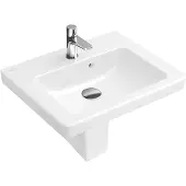 Villeroy & Boch Subway 2.0 Handwaschbecken, 1 Hahnloch, mit Überlauf, 450x370mm, 73154501, Farbe: Weiß