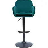 Miliboo - Barhocker höhenverstellbar aus petrolblauem Samt und schwarzem Metall (2er-Set) AMIKA