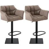 CLP 2er Set Barhocker Damaso Stoffbezug drehbar und höhenverstellbar bis 240 kg | Farbe terrabraun Gestell Farbe schwarz