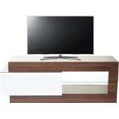 Mendler TV-Rack HWC-B51, Fernsehtisch Lowboard Schrank, 3D-Struktur Walnuss-Optik hochglanz 55x150x47cm