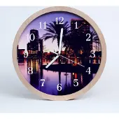 Tulup Holzuhr 30fi cm wanduhr - Florida Palmen Landschaft