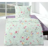 TRAUMSCHLAF Seersucker Bettwäsche Wildblumen lind 155x220 cm + 80x80 cm