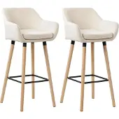 CLP 2er Set Barhocker Grant Stoffbezug Gestell aus Buchenholz bis 150 kg beige