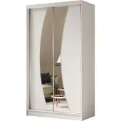 Masseno Schiebetürenschrank VOCE 120 cm Kleiderschrank Schlafzimmer Schrank 2-türig mit Spiegel Weiß