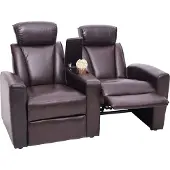 Mendler 2er Kinosessel MCW-H30, Relaxsessel Fernsehsessel Zweisitzer Sofa, Staufach Soft Touch Kunstleder braun