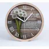 Tulup Holzuhr 30fi cm wanduhr - weiße Spitzen - Holz Löwenzahn
