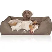 Knuffelwuff Orthopädisches Hundebett Columbia aus laser-gestepptem Kunstleder XL 105 x 75cm Stone